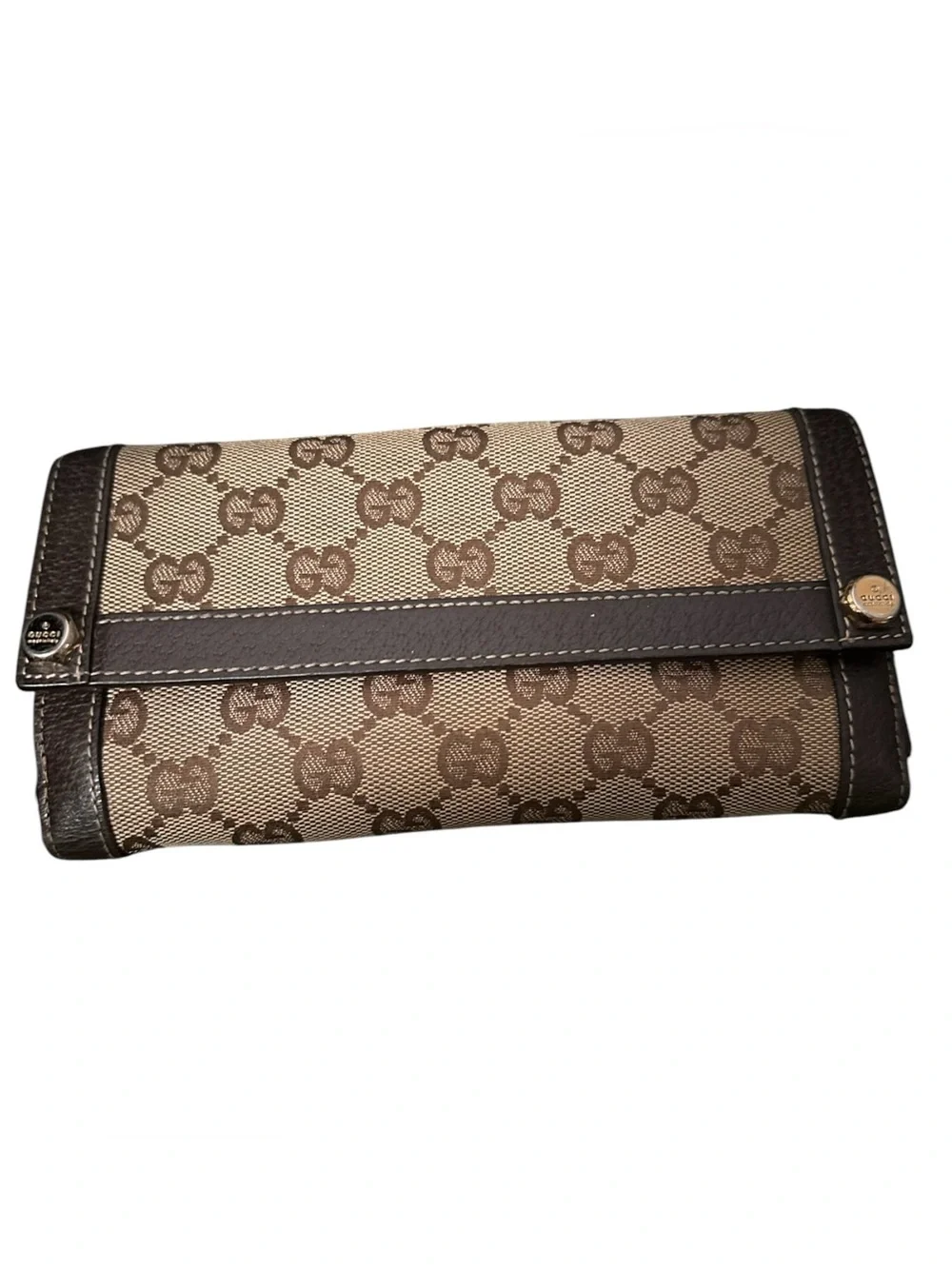 Authentic Vintage Gucci Brown GG Monogram Long Wallet